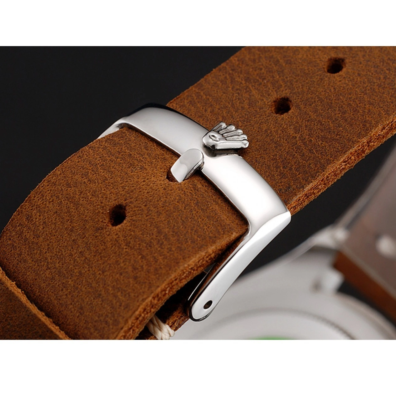 Aaa replica Rolex Master Yacht Black Case Bracelet 1453859 Dial Brown Leather Silver 0622
